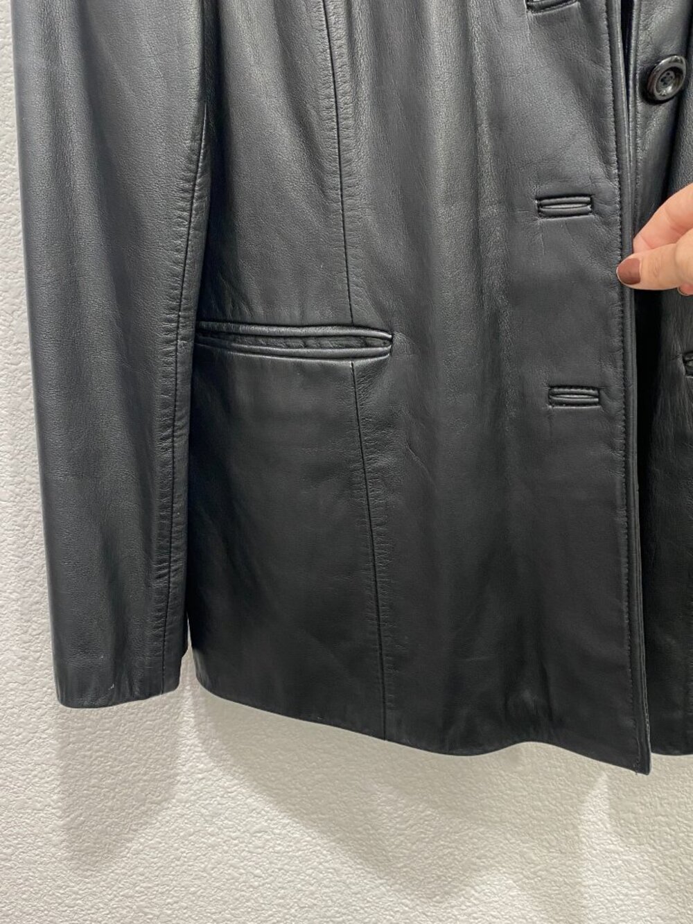 ROSEL Vintage Leather Open Front Blazer Trench 90s Matrix Black XXL - Picture 4 of 10